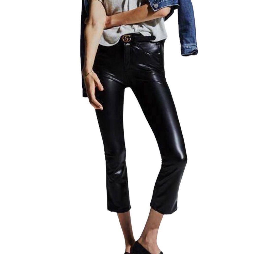 Mcguire Gainsburg Cropped Bootcut Vegan Leather Pants Black Size 24